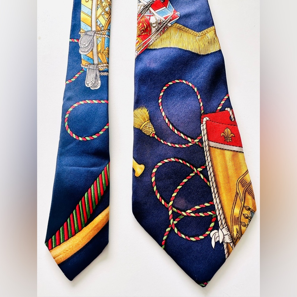 Hermès Paris Blue Silk Tie, Vintage - Picture 8 of 9